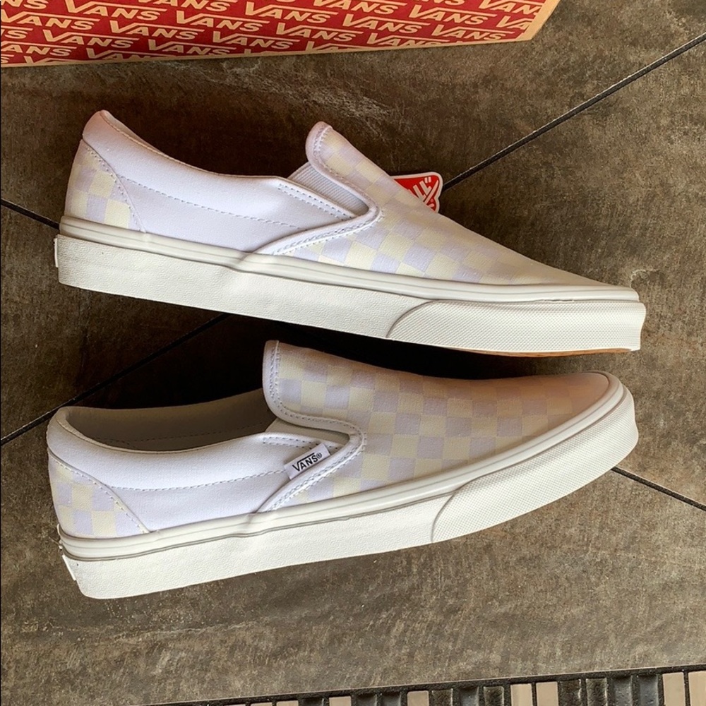 VANS CLASSIC SLIP ON CHECKERBOARD TRUE WHITE MENS - Picture 13 of 16
